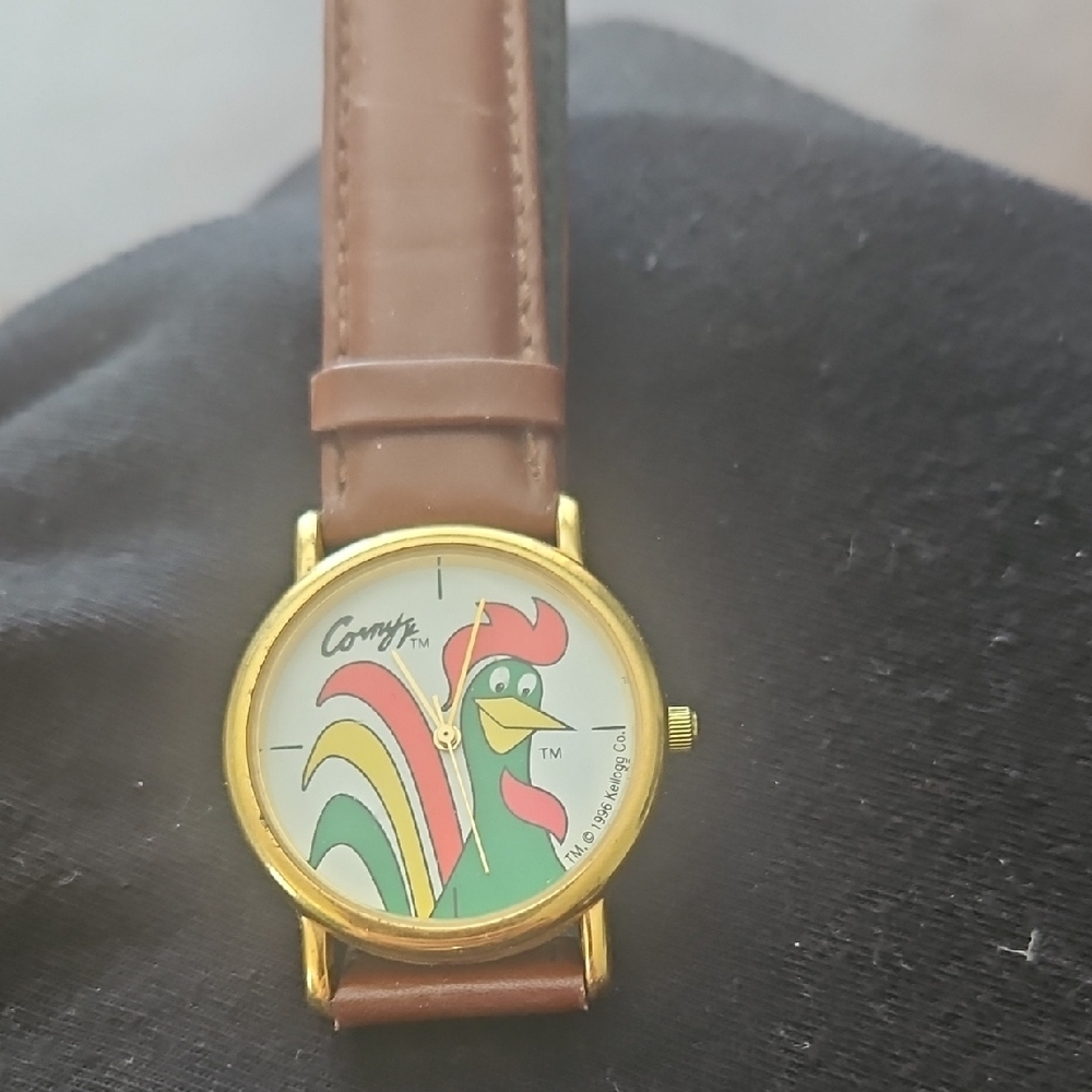 Comfy Rooster Watch with Brown Strap